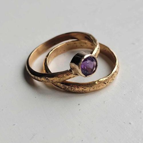 Heirloom 22ct gold with Amethyst Ring pair.