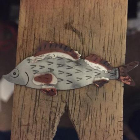 Perch Fish Brooch - Silver and Copper.